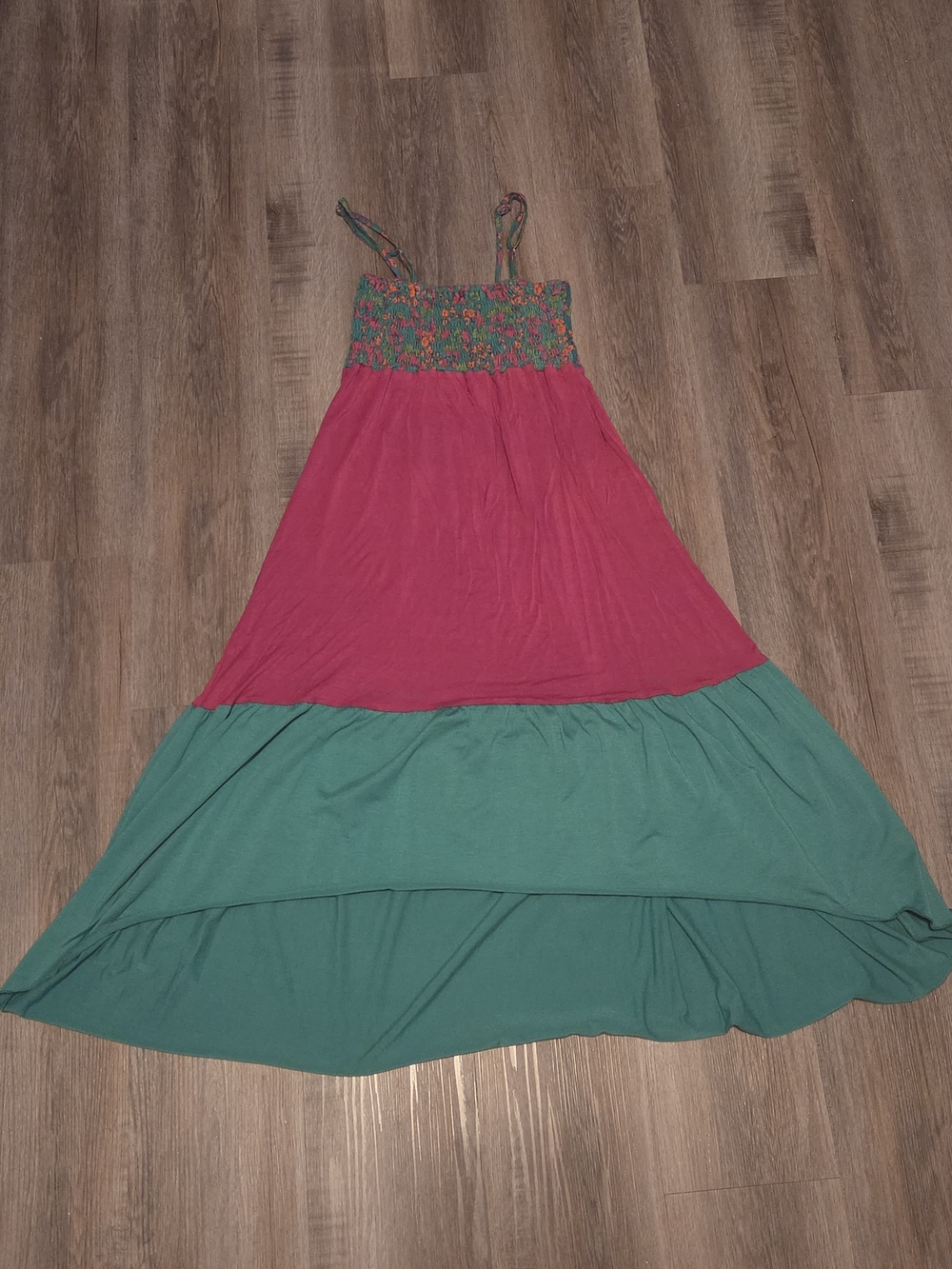 EARTHBOUND Pink and Teal Colorblock Maxi Dress